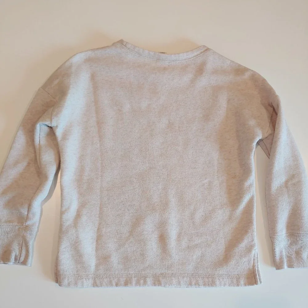 Old Navy | Oatmeal Metallic Gold Logo Long Sleeve Pullover Sweatshirt | M